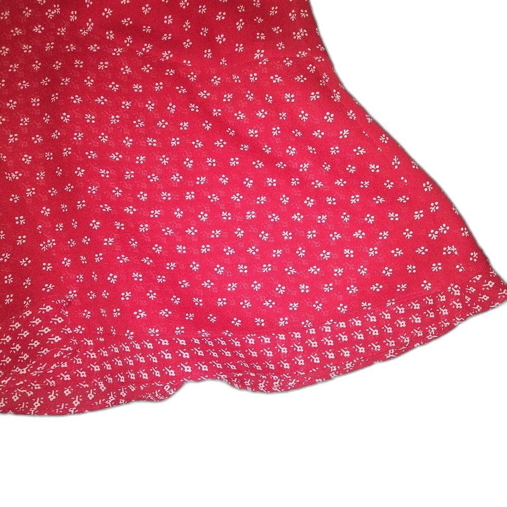 Ann Taylor LOFT Red Ditsy Floral Flared Midi Skirt Back Zip - Picture 4 of 7